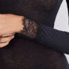 Body a maniche lunghe in modal ultraleggero con cashmere e pizzo