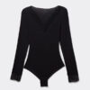Body a maniche lunghe in modal ultraleggero con cashmere e pizzo