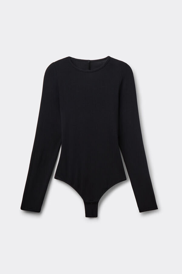 Body essenziale in modal a maniche lunghe con schiena scoperta Body essenziale in modal a maniche lunghe con schiena scoperta