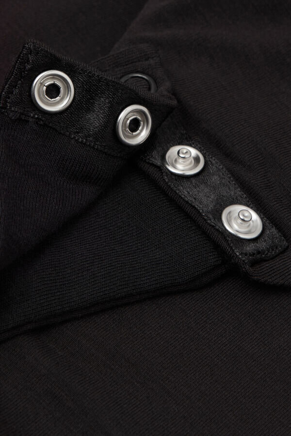 Body sensuale in bambù fresco e pizzo con maniche lunghe Body sensuale in bambù fresco e pizzo con maniche lunghe