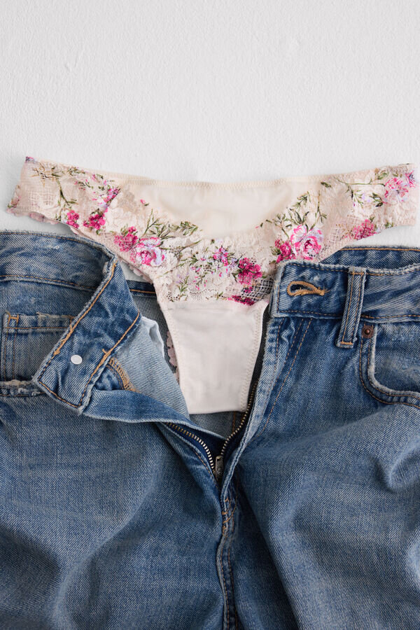 Brazilian Slip Pretty Flowers Print Brazilian Slip Pretty Flowers Print