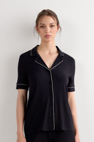 Camicia a maniche corte con bottoni in modal