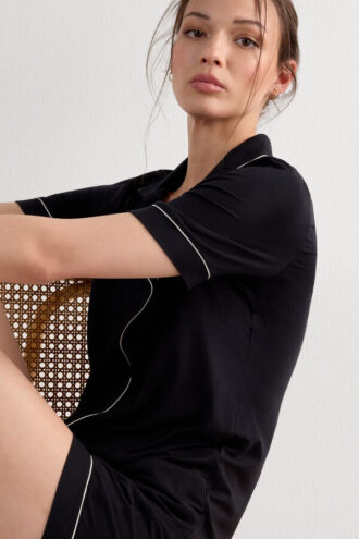 Camicia a maniche corte con bottoni in modal