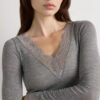 Camicia a maniche lunghe in cashmere ultraleggero con pizzo