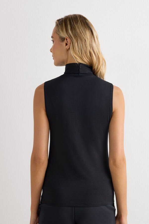 Camicia senza maniche con collo alto in micromodal Camicia senza maniche con collo alto in micromodal