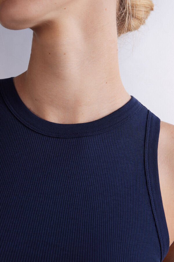 Canotta a costine in cotone superiore Canotta a costine in cotone superiore