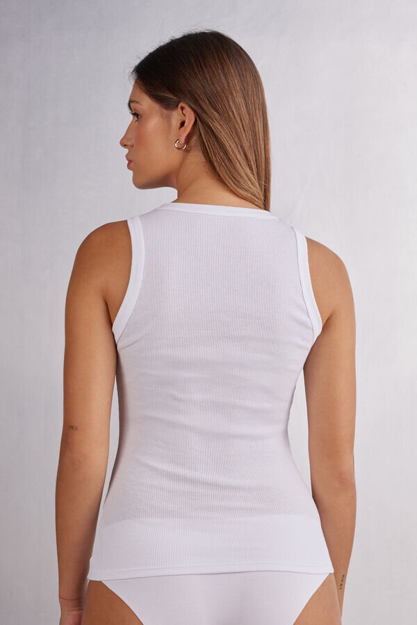 Canotta a costine in cotone superiore Canotta a costine in cotone superiore