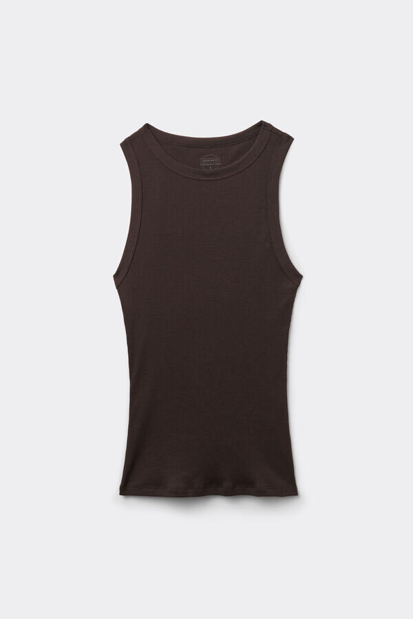 Canotta a costine in cotone superiore Canotta a costine in cotone superiore