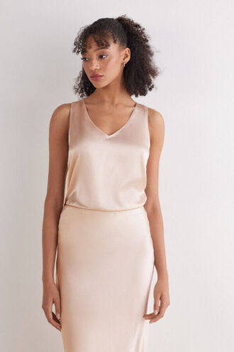 Canotta con scollo a V in seta
