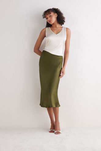 Canotta con scollo a V in seta