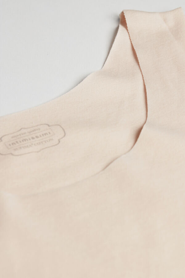 Canotta in cotone con scollo rotondo e bordi grezzi Canotta in cotone con scollo rotondo e bordi grezzi