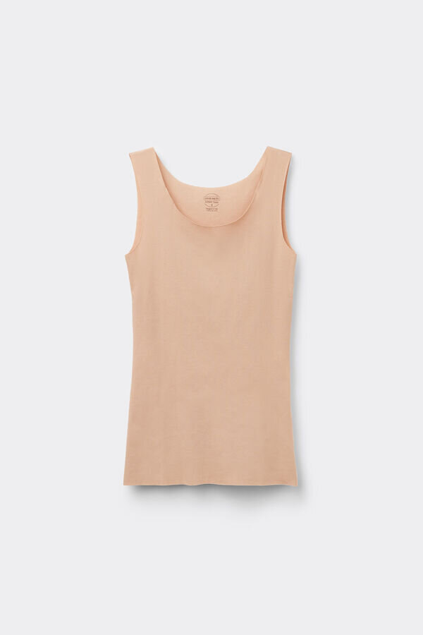 Canotta in cotone con scollo rotondo e bordi grezzi Canotta in cotone con scollo rotondo e bordi grezzi