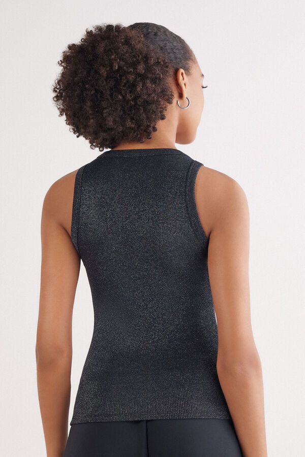 Canotta in cotone lamé a costine Canotta in cotone lamé a costine