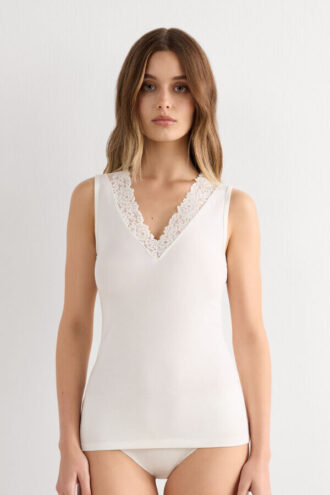 Canotta in modal e pizzo Pretty Flowers