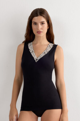 Canotta in modal e pizzo Pretty Flowers