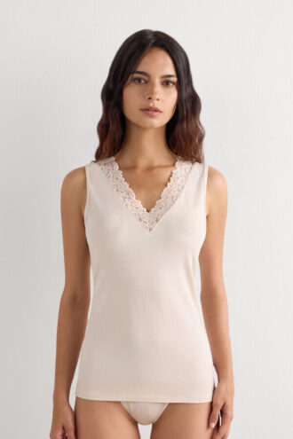 Canotta in modal e pizzo Pretty Flowers