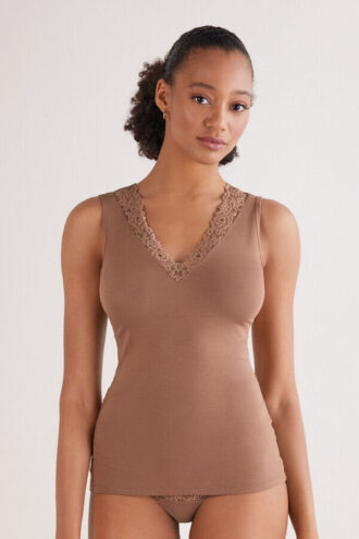 Canotta in modal e pizzo Pretty Flowers