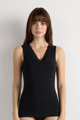 Canotta in modal e pizzo Pretty Flowers