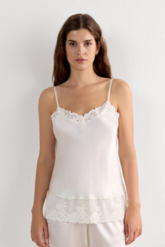 Canotta in seta con spalline sottili Pretty Flowers