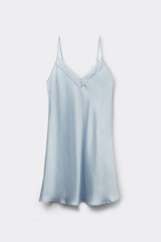 Chemise in seta e pizzo con fiori di seta