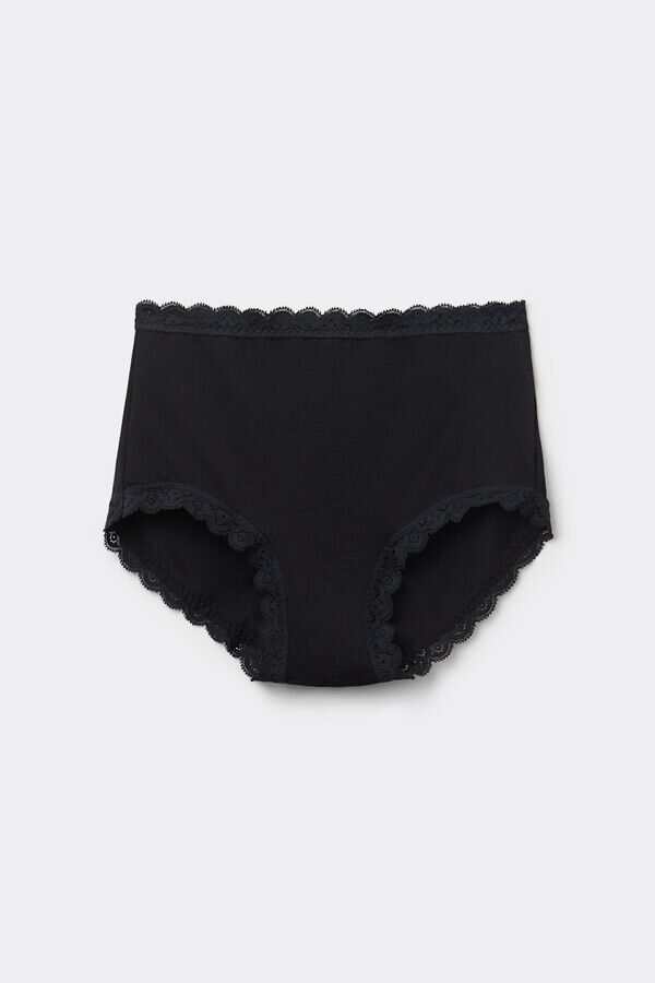 Hipster a vita alta in cotone e pizzo Hipster a vita alta in cotone e pizzo