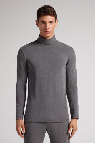 Maglia a maniche lunghe con collo alto in modal e cashmere