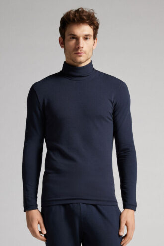 Maglia a maniche lunghe con collo alto in modal e cashmere