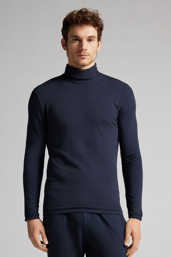 Maglia a maniche lunghe con collo alto in modal e cashmere Maglia a maniche lunghe con collo alto in modal e cashmere