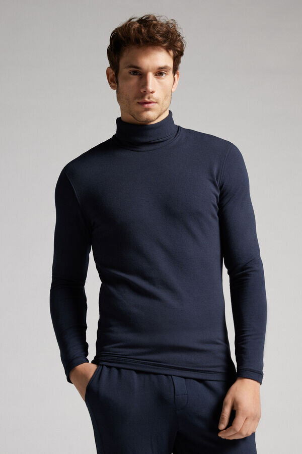 Maglia a maniche lunghe con collo alto in modal e cashmere Maglia a maniche lunghe con collo alto in modal e cashmere