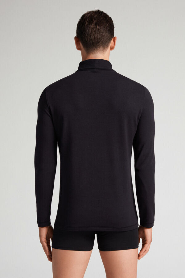 Maglia a maniche lunghe con collo alto in modal e cashmere Maglia a maniche lunghe con collo alto in modal e cashmere