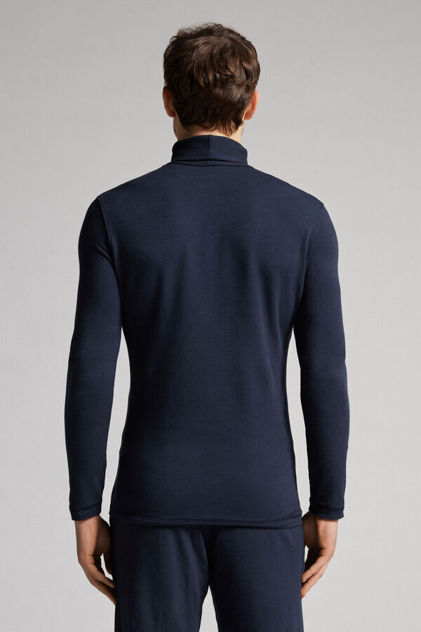 Maglia a maniche lunghe con collo alto in modal e cashmere Maglia a maniche lunghe con collo alto in modal e cashmere