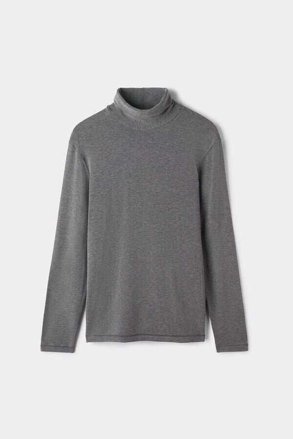 Maglia a maniche lunghe con collo alto in modal e cashmere Maglia a maniche lunghe con collo alto in modal e cashmere