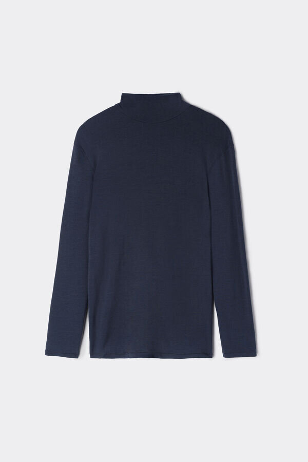 Maglia a maniche lunghe con collo alto in modal e cashmere Maglia a maniche lunghe con collo alto in modal e cashmere