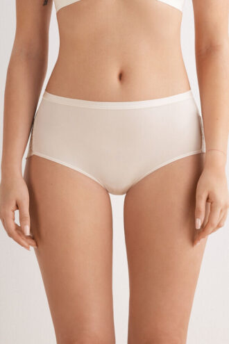 Mutandine a vita alta in microfibra e pizzo