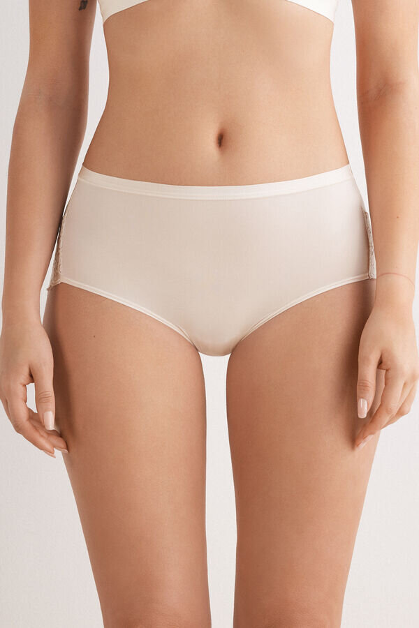 Mutandine a vita alta in microfibra e pizzo Mutandine a vita alta in microfibra e pizzo