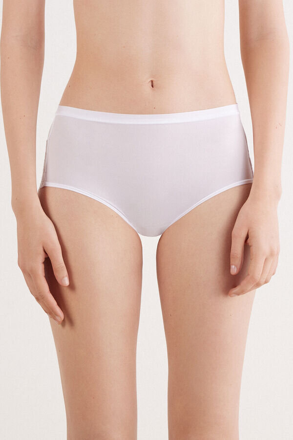 Mutandine a vita alta in microfibra e pizzo Mutandine a vita alta in microfibra e pizzo