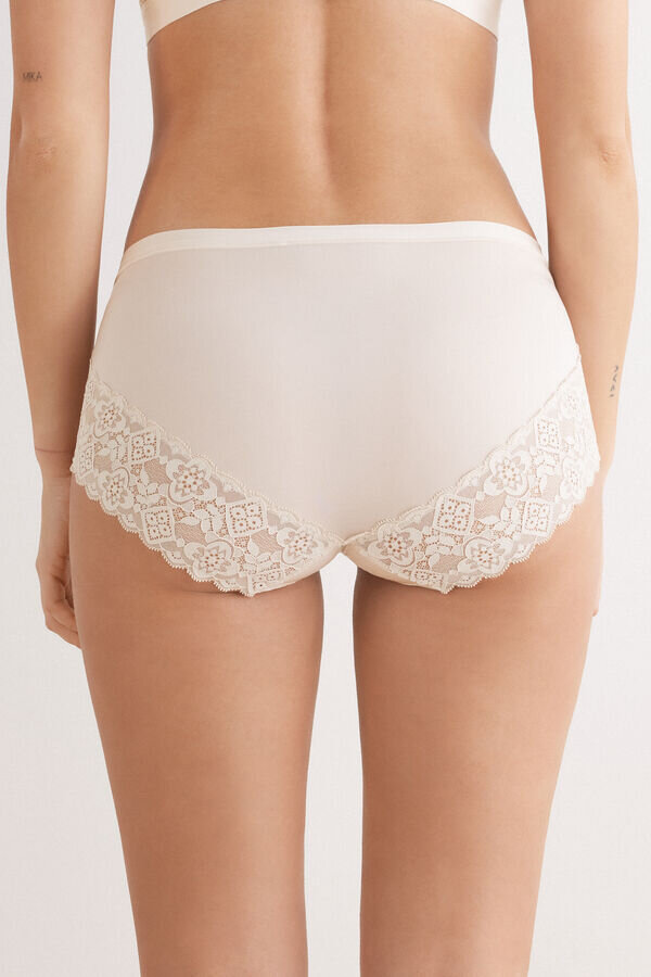 Mutandine a vita alta in microfibra e pizzo Mutandine a vita alta in microfibra e pizzo
