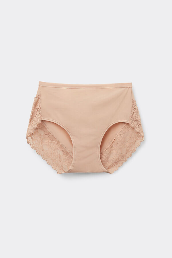 Mutandine a vita alta in microfibra e pizzo Mutandine a vita alta in microfibra e pizzo