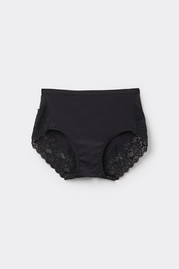 Mutandine a vita alta in microfibra e pizzo Mutandine a vita alta in microfibra e pizzo