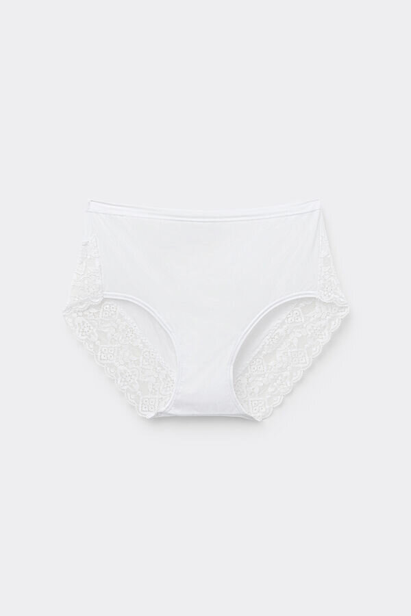 Mutandine a vita alta in microfibra e pizzo Mutandine a vita alta in microfibra e pizzo