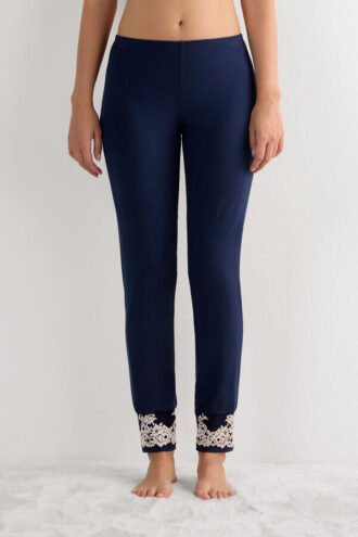 Pantaloni lunghi in modal con risvolto Pretty Flowers