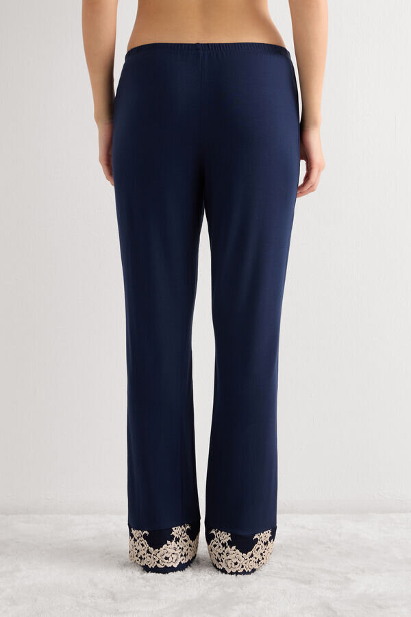 Pantaloni lunghi in modal con volant Pretty Flowers Pantaloni lunghi in modal con volant Pretty Flowers