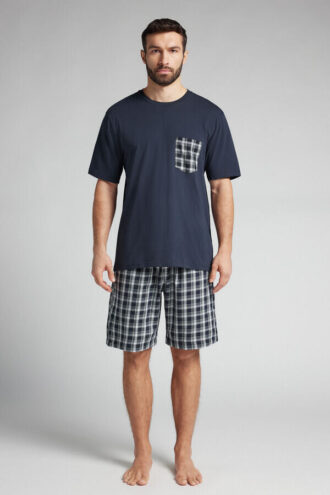 Pigiama corto in cotone a quadri