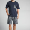 Pigiama corto in cotone a quadri