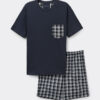 Pigiama corto in cotone a quadri