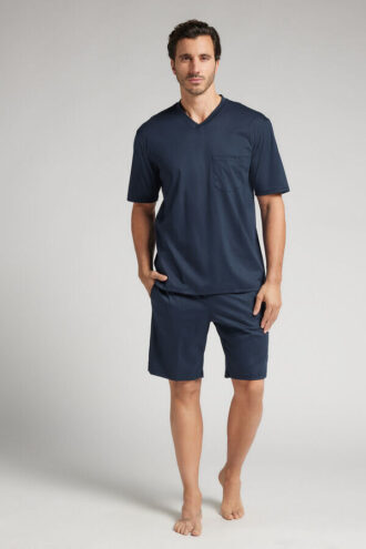 Pigiama corto in cotone mercerizzato di alta qualità