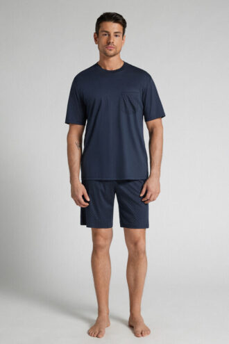 Pigiama corto in cotone mercerizzato di alta qualità con stampa a pois