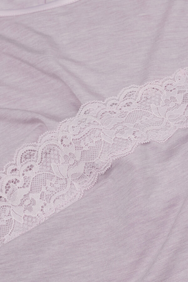 Pigiama lungo con bordi in pizzo in modal Pigiama lungo con bordi in pizzo in modal