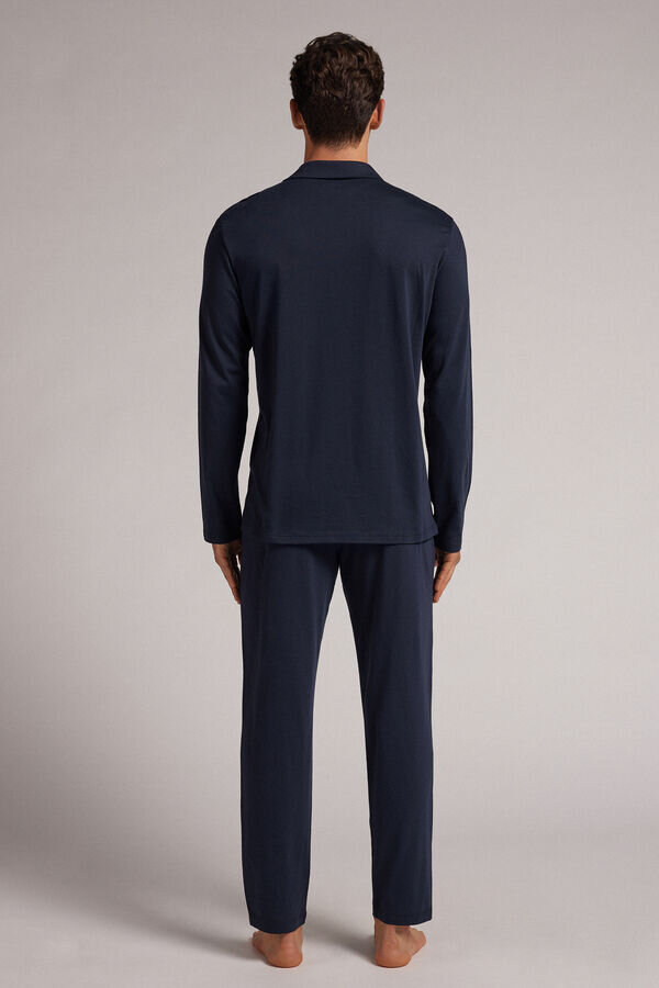 Pigiama lungo con bottoni frontali in cotone di alta qualità Pigiama lungo con bottoni frontali in cotone di alta qualità