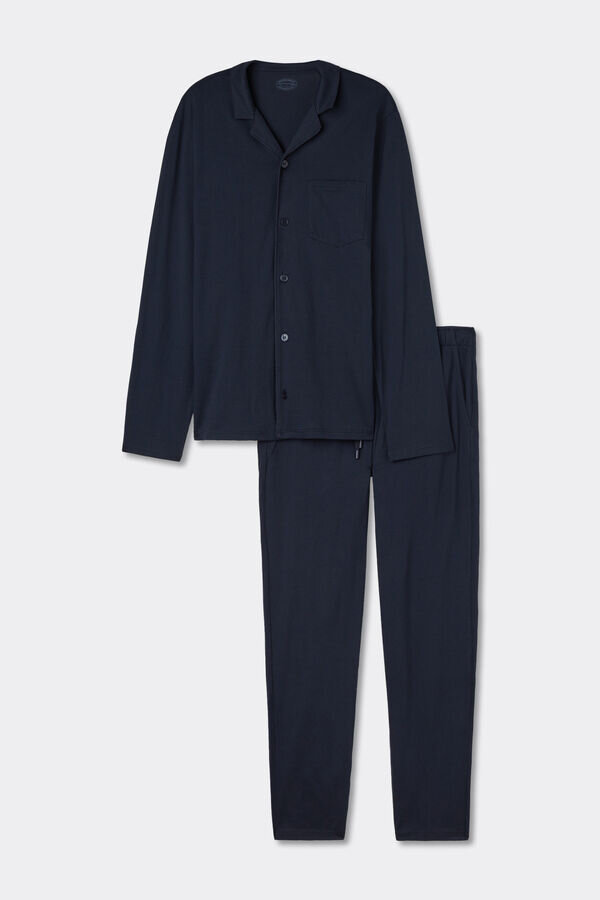 Pigiama lungo con bottoni frontali in cotone di alta qualità Pigiama lungo con bottoni frontali in cotone di alta qualità